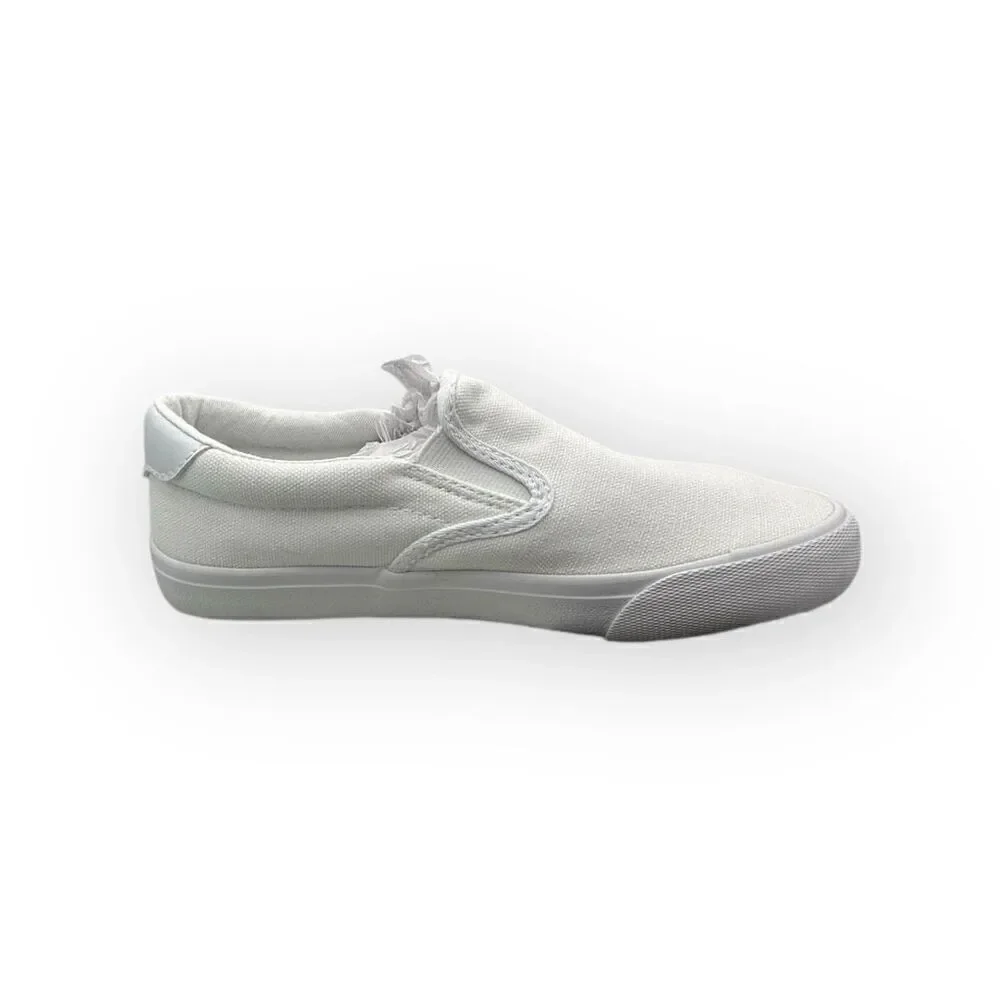 Lugz Womens Clipper Slip On Canvas Sneakers Shoes White Size 5.5M